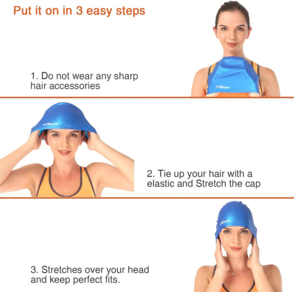689c616bb08516468d46bae51f562d4727308b0f35abcf412bf07.jpg Firesara Swim Cap, Original Updated Swimming Cap 3D Ergonomic Design Comfortable Durable Ear Protection for Women Kids Men Adults Boys Girls for Long or Short Hair with Nose Clip and Ear Plugs