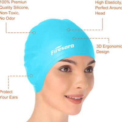 689c6175a13b1c0e8f62d3e76681aba40e632d596ebbc5d6d8d37.jpg Firesara Swim Cap, Original Updated Swimming Cap 3D Ergonomic Design Comfortable Durable Ear Protection for Women Kids Men Adults Boys Girls for Long or Short Hair with Nose Clip and Ear Plugs