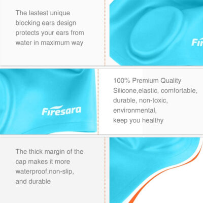 689c6178d480b13e3f44df645a85dd034411be57250fc80629029.jpg Firesara Swim Cap, Original Updated Swimming Cap 3D Ergonomic Design Comfortable Durable Ear Protection for Women Kids Men Adults Boys Girls for Long or Short Hair with Nose Clip and Ear Plugs