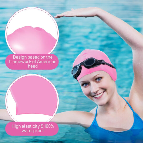 689c61d6e3670cffba8b3f4acc8c9834f4d25d292cce6880e3903.jpg Syhood 6 Pieces Unisex Adult Silicone Swim Cap Waterproof Swimming Hat Non Slip Pool Hat Elastic Silicone Cap for Long and Short Hair