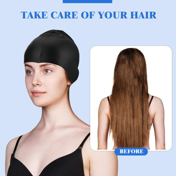 689c61e3e9f8627a81991db445ad86cdce70243d9be4bb172cd14.jpg Syhood 6 Pieces Unisex Adult Silicone Swim Cap Waterproof Swimming Hat Non Slip Pool Hat Elastic Silicone Cap for Long and Short Hair
