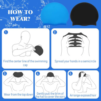 689c61e5cca5a187d1c41345fbe1be5a6630a6faead4bb7279bcc.jpg Syhood 6 Pieces Unisex Adult Silicone Swim Cap Waterproof Swimming Hat Non Slip Pool Hat Elastic Silicone Cap for Long and Short Hair