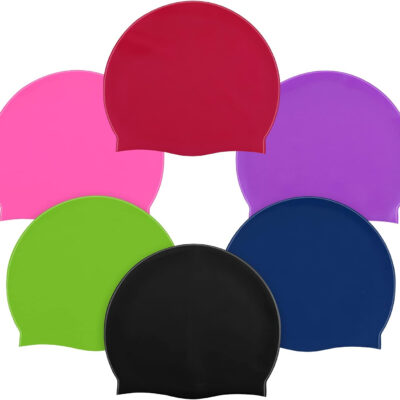 689c620723c64ff78603d276d5ba5ec4b2f0e0411fc8432617ab0.jpg Syhood 6 Pieces Unisex Adult Silicone Swim Cap Waterproof Swimming Hat Non Slip Pool Hat Elastic Silicone Cap for Long and Short Hair