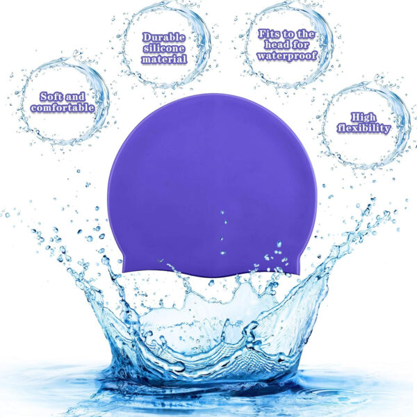 689c621ba8fffdf64312bdffc0cf899dd71ab04a06405af4235f8.jpg Syhood 6 Pieces Unisex Adult Silicone Swim Cap Waterproof Swimming Hat Non Slip Pool Hat Elastic Silicone Cap for Long and Short Hair