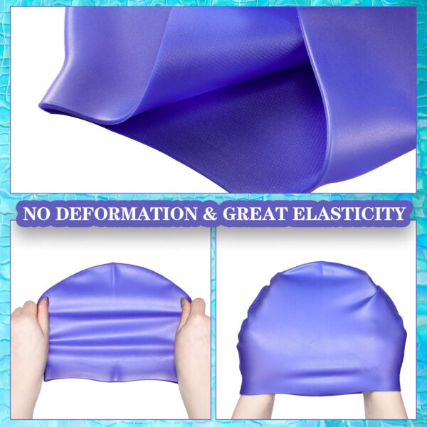 689c621f558d78871120a3d6c0cb0f631025a147adff61b2f8c49.jpg Syhood 6 Pieces Unisex Adult Silicone Swim Cap Waterproof Swimming Hat Non Slip Pool Hat Elastic Silicone Cap for Long and Short Hair