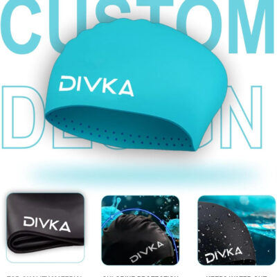 2-Pack Premium Quality Silicone Swim Caps for Women, Men, Teens & Adults – Medium Size – Stretchable & Durable, Includes Ear Plugs & Nose Clip, Extra Room for Long Hair, Non-Slip & Waterproof