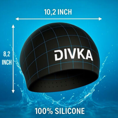 2-Pack Premium Quality Silicone Swim Caps for Women, Men, Teens & Adults – Medium Size – Stretchable & Durable, Includes Ear Plugs & Nose Clip, Extra Room for Long Hair, Non-Slip & Waterproof