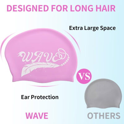 Silicone Long Hair Swim Cap for Women & Men - Keeps Hair Dry