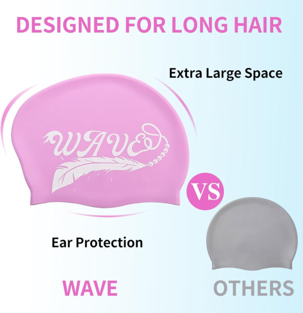Silicone Long Hair Swim Cap for Women & Men - Keeps Hair Dry