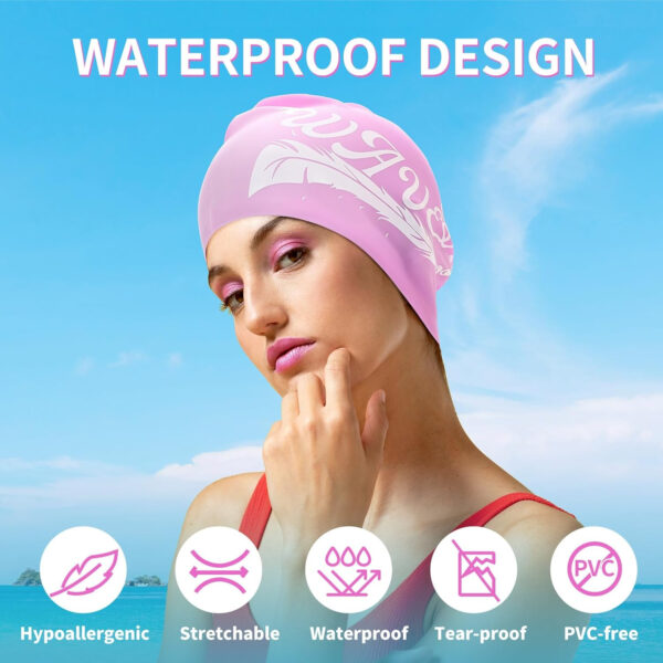 Silicone Long Hair Swim Cap for Women & Men - Keeps Hair Dry