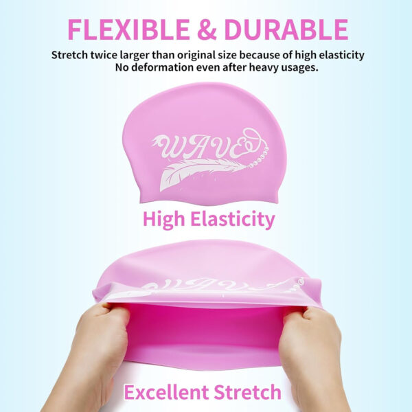 Silicone Long Hair Swim Cap for Women & Men - Keeps Hair Dry