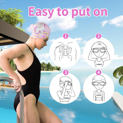 Silicone Long Hair Swim Cap for Women & Men - Keeps Hair Dry