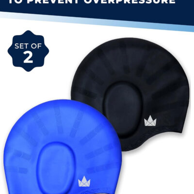 689c6288ee06e7f213d3246a32e4adf4972413fe1c6f8e6f6cc9e.jpg The Friendly Swede Swim Caps for Women & Men — Silicone Swimming Caps for Medium & Long Hair Waterproof & Keep Hair Dry Easy to Take On and Off with Extra Ear Space - 2-Pack