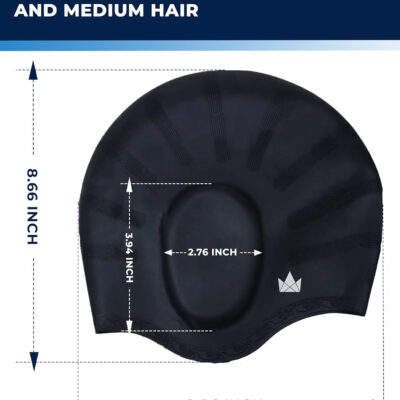 689c62945a4ca2f00566fec3a4e21f0d4cd41a328bf9a137975b3.jpg The Friendly Swede Swim Caps for Women & Men — Silicone Swimming Caps for Medium & Long Hair Waterproof & Keep Hair Dry Easy to Take On and Off with Extra Ear Space - 2-Pack