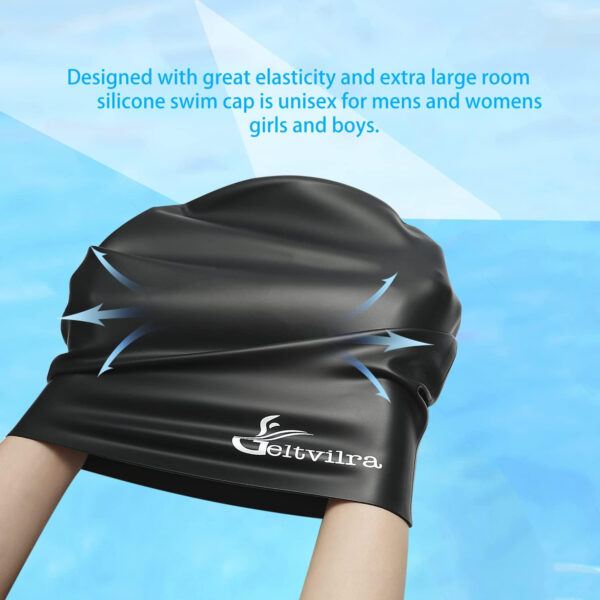 689c62ba10faa0f3b0a506bf2760db379bd0cdfd39de18cab1a2e.jpg 4 Pack Silicone Extra Large Swim Caps for Braids and Dreadlocks Black Women Men Long Hair Swimming Waterproof Pool