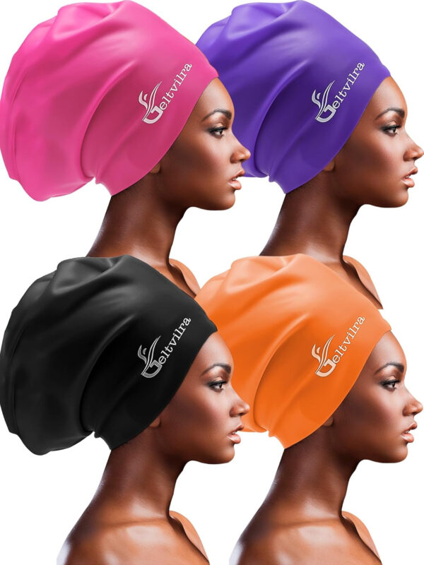 689c62be16d1abe149cc8bd0d692aa4091523570f04cdda2c367d.jpg 4 Pack Silicone Extra Large Swim Caps for Braids and Dreadlocks Black Women Men Long Hair Swimming Waterproof Pool