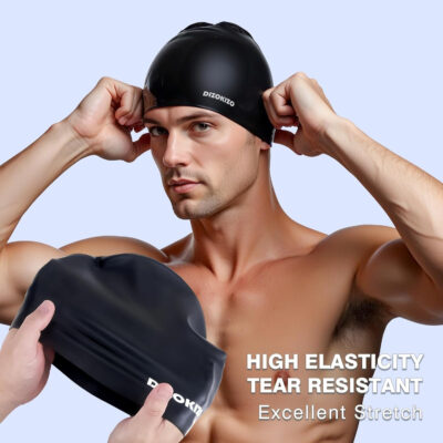 689c64171d74ecc6d744e08afff83ce069b093d9798eb42c5db1d.jpg 2pcs High Elasticity Silicone Swim Cap for Women and Men, Comfortable Non-Slip Swimming Caps for Long and Short Hair, Durable Waterproof Swim Hats for Adults, Keep Hair Dry