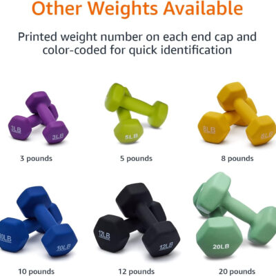 Amazon Basics Neoprene Dumbbell Hand Weights for Exercise and Muscle Toning