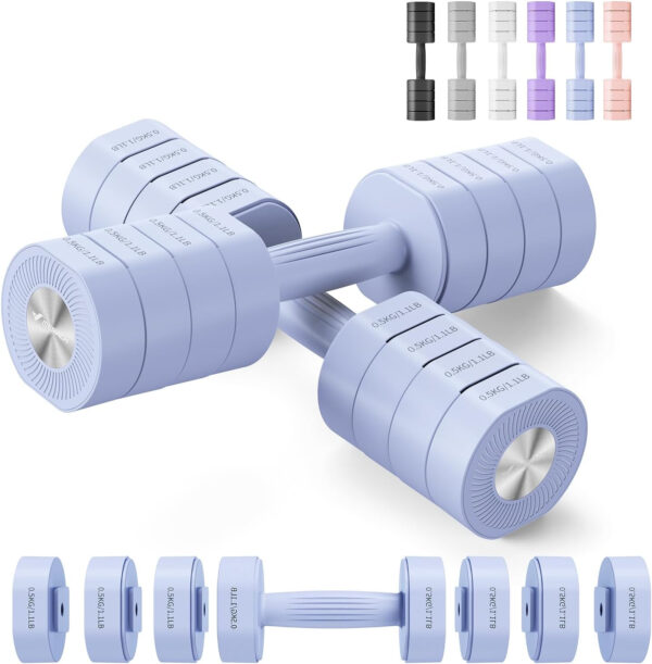 689c66da3dc57e293f3ef13d3bcb816e00e8069432c6dbc0f0727.jpg MERACH Dumbbell Set of 2, Adjustable Weight, Anti-slip Handle, Macaron Colors, Each 2.2/4.4/6.6/8.8 lbs, 4 in 1 Hand Weights for Women at Home