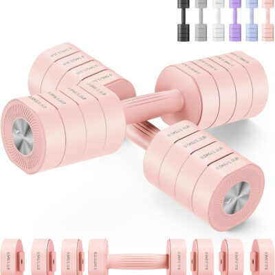 689c66e9177a97269fd70f5a5f672814f079791c361d17134b750.jpg MERACH Dumbbell Set of 2, Adjustable Weight, Anti-slip Handle, Macaron Colors, Each 2.2/4.4/6.6/8.8 lbs, 4 in 1 Hand Weights for Women at Home