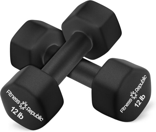 Neoprene Dumbbell Set of 2, Non-Slip, Hex Shape, Free Weights for Muscle Toning and Strength Building - Portable Home Gym Hand Weights