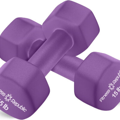 Neoprene Dumbbell Set of 2, Non-Slip, Hex Shape, Free Weights for Muscle Toning and Strength Building - Portable Home Gym Hand Weights