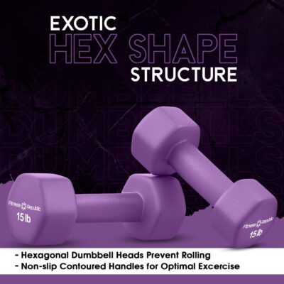 Neoprene Dumbbell Set of 2, Non-Slip, Hex Shape, Free Weights for Muscle Toning and Strength Building - Portable Home Gym Hand Weights