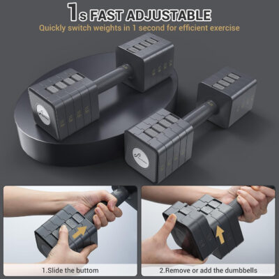689c69d7293a19592b108dfa06966b40a2d59050a1c2a803ad8fe.jpg Adjustable Dumbbells Hand Weights Set: Sportneer 5 in 1 Weight Adjustment 10 LB Dumbbells Set of 2 Free Weights Fast Adjust Dumbbell Weight Set for Women Men Home Gym Exercise Workout Strength