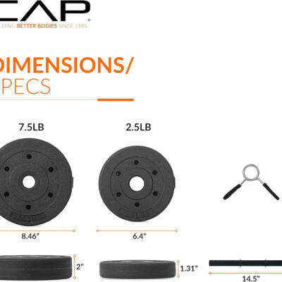 689c6a67df18f9f2eccf8803e7c1b94d5e1d30295a49085a18d36.jpg CAP Barbell 40-Pound Adjustable Cement Dumbbell Set β Versatile Vinyl Coated Weights for Home Gym Excellence