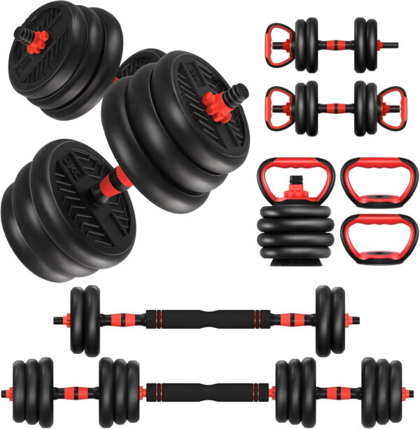 689c6a91bc9cd839fac8fde8e52a9fbdb601cfb90b45d8f5ee8e8.jpg Adjustable Dumbbells,20/30/40/60/80lbs Free Weight Set with Connector, 4 in1 Dumbbells Set Used as Barbell/Kettlebells/Push up Stand, Fitness Workout Equipment for Home Gym for Youth,Women/Men