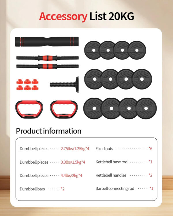 689c6aa9aeccd07f4d08f9fcf54725725ae1fe80488011bb32564.jpg Adjustable Dumbbells,20/30/40/60/80lbs Free Weight Set with Connector, 4 in1 Dumbbells Set Used as Barbell/Kettlebells/Push up Stand, Fitness Workout Equipment for Home Gym for Youth,Women/Men