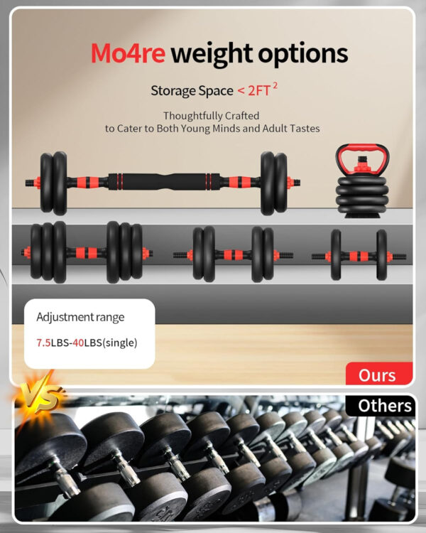 689c6aab9e70ab3adaff9b20a6568cd19ac9fa093e3fffca8bebc.jpg Adjustable Dumbbells,20/30/40/60/80lbs Free Weight Set with Connector, 4 in1 Dumbbells Set Used as Barbell/Kettlebells/Push up Stand, Fitness Workout Equipment for Home Gym for Youth,Women/Men