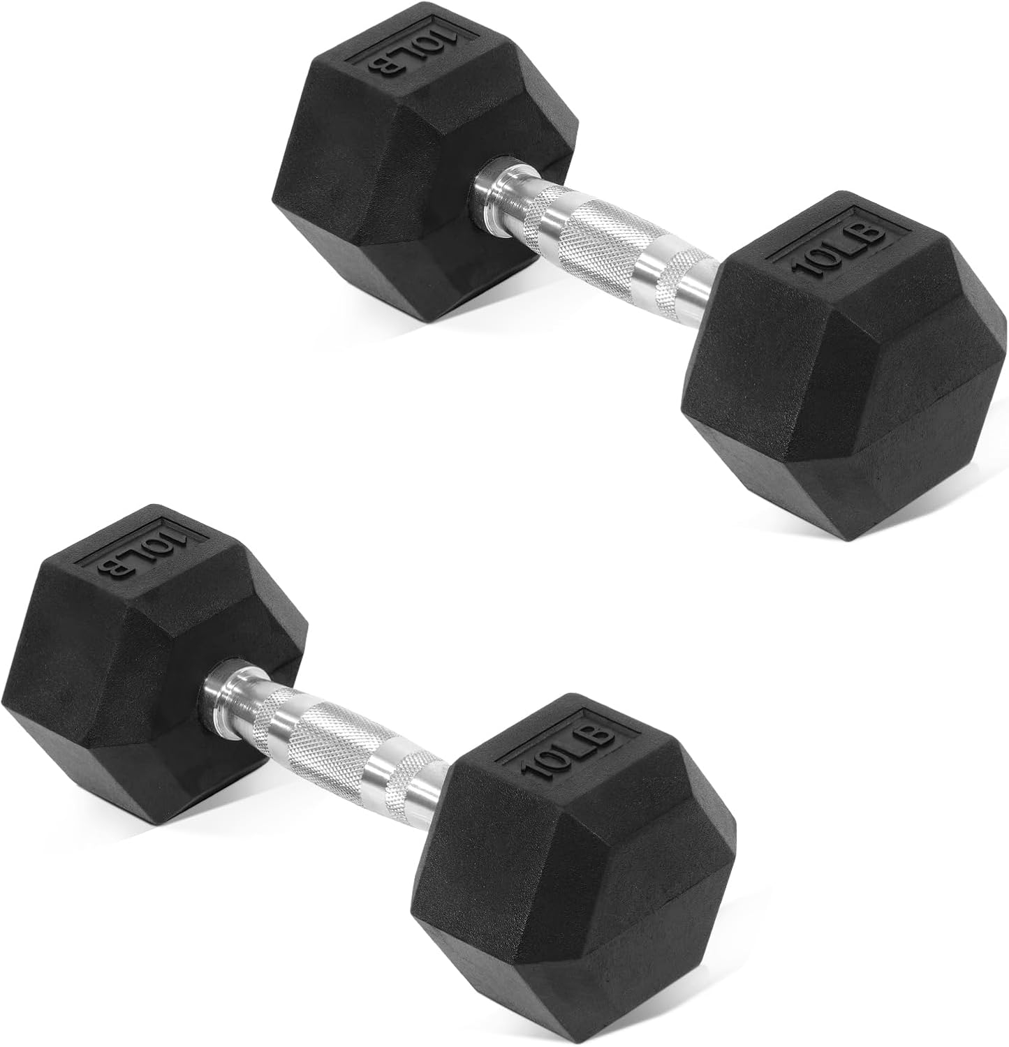 Hex Dumbbells Rubber Coated Hand Weights Pairs for Exercises and Fitness, 10 LB Piar