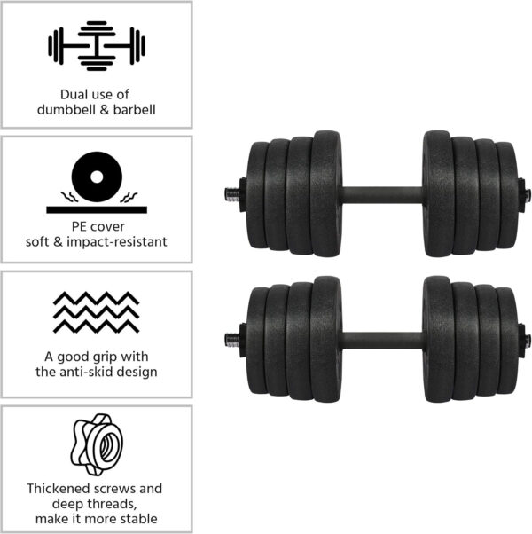 689c6c2c416ee1517343741484d4f423bb8fba8f39f27e47884b3.jpg Yaheetech 66LB Weight Dumbbell Set Fitness Adjustable Cap Gym/home Barbell Plates Body Workout for Women and Men Strength Training