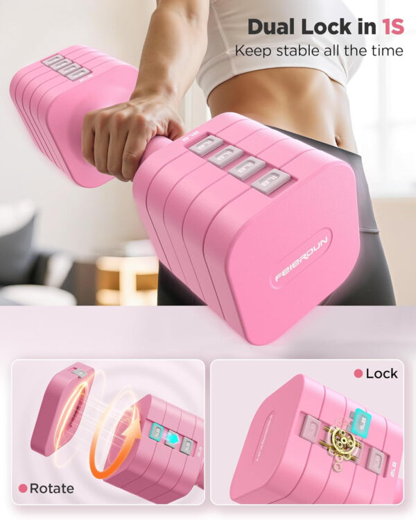 689c6c6e720c923e812a36fc291460933f0d0c040598ec427db6f.jpg FEIERDUN 5-in-1 Adjustable Dumbbell Set of 2, 20LBS/10LBS Hand Weights for Women, 1s-Adjust Dual-Stable Dumbbell Set for Women Home Gym & Outdoor