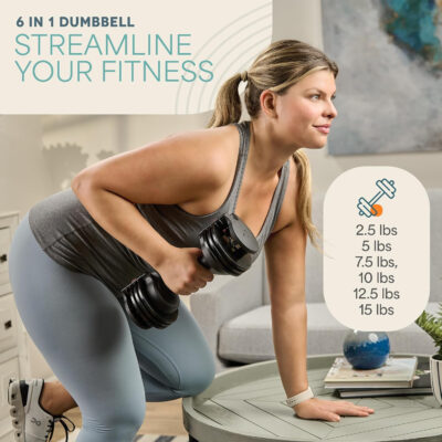 Lifepro Adjustable Dumbbells Set - 5in1-15lb 25lb 43lb 55lb weights Set & Single with Rack - Quick Adjust, Secure Grip - Compact Hand Weights for Men Women Home Gym