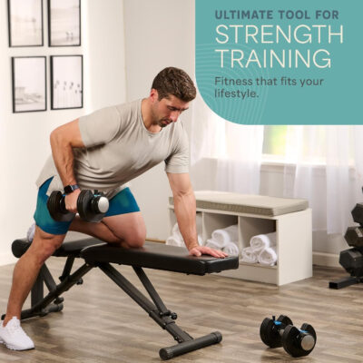 Lifepro Adjustable Dumbbells Set - 5in1-15lb 25lb 43lb 55lb weights Set & Single with Rack - Quick Adjust, Secure Grip - Compact Hand Weights for Men Women Home Gym