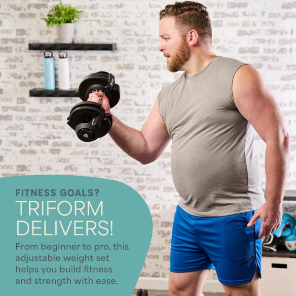 Lifepro Adjustable Dumbbells Set - 5in1-15lb 25lb 43lb 55lb weights Set & Single with Rack - Quick Adjust, Secure Grip - Compact Hand Weights for Men Women Home Gym