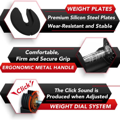 Keppi Adjustable Dumbbells Set-25lb/40lb/55lb/60lb, Anti-Slip Metal Fast Adjust Weight Handle, Exercise & Fitness for Full Body Workout - Adjustable Dumbbell Series