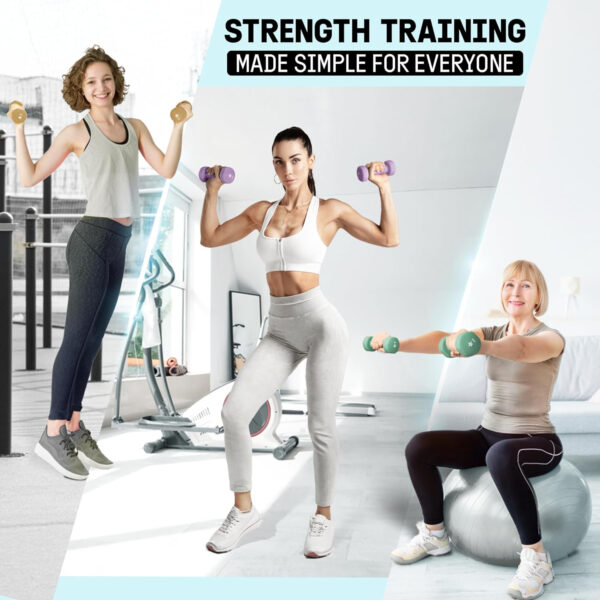 Yes4All Neoprene Coated Dumbbell Hand Weight Sets - Multiple Weight Options with Rack, Anti-roll, Anti-Slip, Hexagon Shape