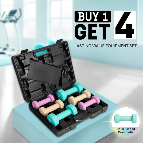 Yes4All Neoprene Coated Dumbbell Hand Weight Sets - Multiple Weight Options with Rack, Anti-roll, Anti-Slip, Hexagon Shape