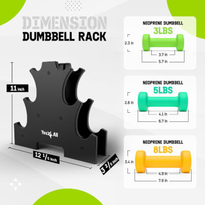 Yes4All Neoprene Coated Dumbbell Hand Weight Sets - Multiple Weight Options with Rack, Anti-roll, Anti-Slip, Hexagon Shape