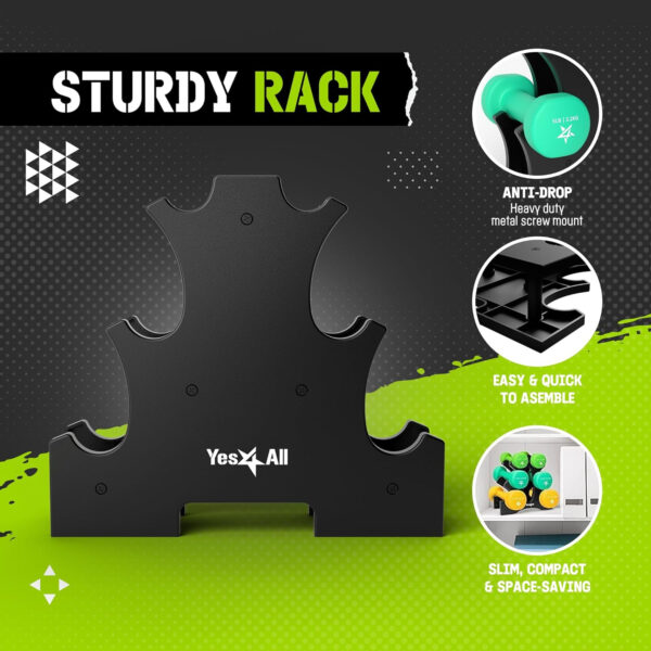 Yes4All Neoprene Coated Dumbbell Hand Weight Sets - Multiple Weight Options with Rack, Anti-roll, Anti-Slip, Hexagon Shape