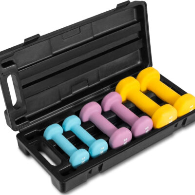 Yes4All Neoprene Coated Dumbbell Hand Weight Sets - Multiple Weight Options with Rack, Anti-roll, Anti-Slip, Hexagon Shape
