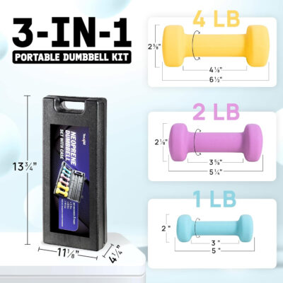 Yes4All Neoprene Coated Dumbbell Hand Weight Sets - Multiple Weight Options with Rack, Anti-roll, Anti-Slip, Hexagon Shape