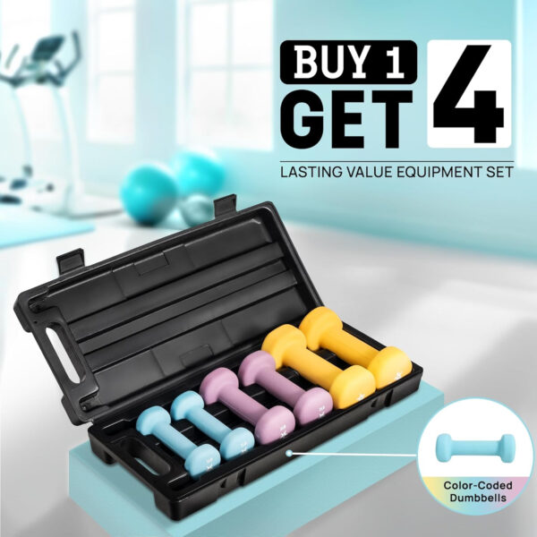 Yes4All Neoprene Coated Dumbbell Hand Weight Sets - Multiple Weight Options with Rack, Anti-roll, Anti-Slip, Hexagon Shape