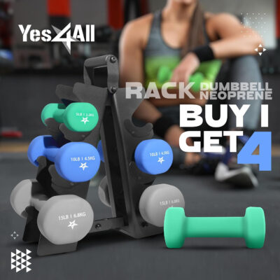 Yes4All Neoprene Coated Dumbbell Hand Weight Sets - Multiple Weight Options with Rack, Anti-roll, Anti-Slip, Hexagon Shape