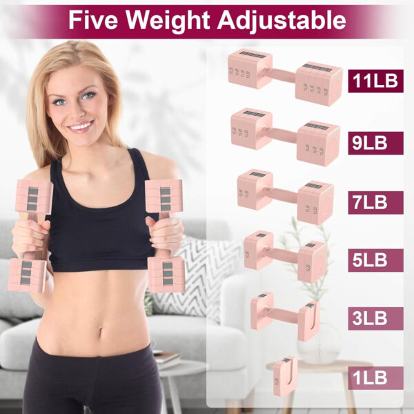 689c6f06df9dc5662191e418ac422171a7e79b6989d02a9ce9e8b.jpg 22LBS Adjustable Dumbbells Set, Hand Weights Sets with 5 Levels 3lb, 5lb, 7lb, 9lb, 11lb, Adjustable Weight Dumbbells for Women/Men Home Gym Full Body Workout