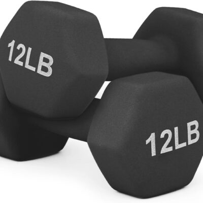 Neoprene Coated Dumbbell Hand Weights Set – 8LB, 10LB, 12LB, 15LB Pairs for Strength Training, Home Workouts and Full-Body Fitness, Hex Shape and Non-Slip Grip