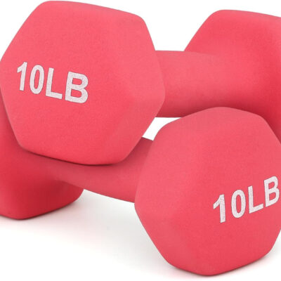 Neoprene Coated Dumbbell Hand Weights Set – 8LB, 10LB, 12LB, 15LB Pairs for Strength Training, Home Workouts and Full-Body Fitness, Hex Shape and Non-Slip Grip